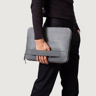 TruCarry The Baxter Grey Leather Laptop Sleeve