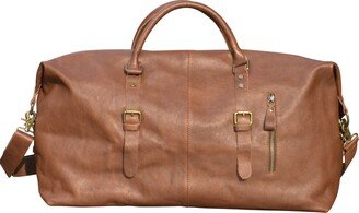 Touri Zip Detail Genuine Leather Holdall - Chestnut