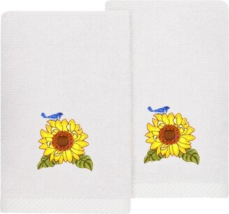 Linum Home Textiles Turkish Cotton Girasol Embellished Fingertip Towel Set, 2 Piece