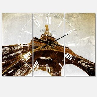 Designart French Country 3 Panels Metal Wall Clock