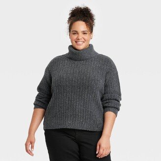 Women's Mock Turtleneck Cashmere-Like Pullover Sweater