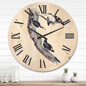 Designart 'Vintage Australian Bird Illustrations I' Traditional Wood Wall Clock