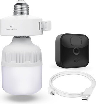 Wasserstein Bulb Socket with Blink Charging Cable - Plug in Light Socket for Powering Your Blink Cam - Camera and Light Bulb Not Included