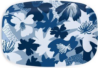 Serving Platters: Barely Blue Floral Serving Platter, Blue