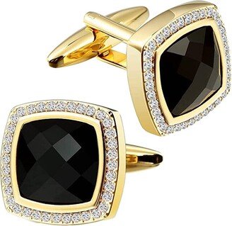 Stephen Oliver 18K Plated 35.75 ct. tw. Onyx CZ Cufflinks