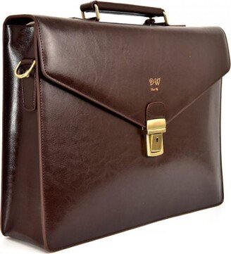 David Wej Smooth Leather Briefcase – Brown