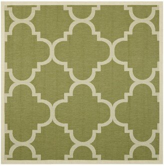 Courtyard Green and Beige 5'3 x 5'3 Sisal Weave Square Outdoor Area Rug - Green / Be