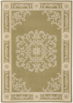 Courtyard Olive and Natural 4' x 5'7 Outdoor Area Rug - Olive / Na