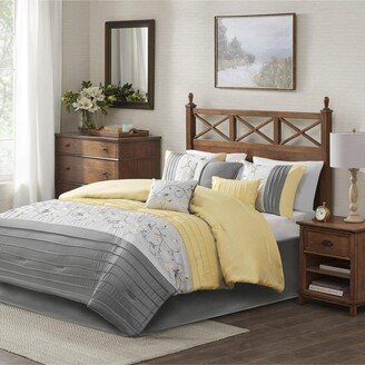 Gracie Mills 7-pc Serene Comforter Set, Yellow - Queen