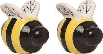 Ceramic 2.75 Multicolor Spring Cute Bee Salt and Pepper Shakers Set of 2