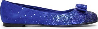Varina blue crystal suede ballet flats