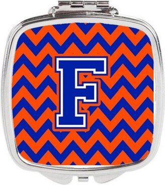 CJ1044-FSCM Letter F Chevron Orange & Blue Compact Mirror, 3 x 0.3 x 2.75 in.