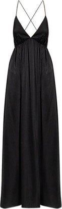 V-Neck Gathered Slip Dress-AA