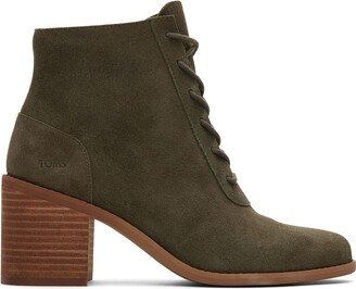 Green Suede Evelyn Lace-Up Boots