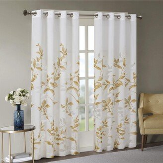 Gracie Mills Rayon and Polyester Burnout Printed Window Panel, Yellow - 50x84 Panel