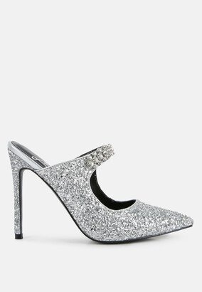 Twinklet Glitter Diamante Embellished Stiletto Sandals