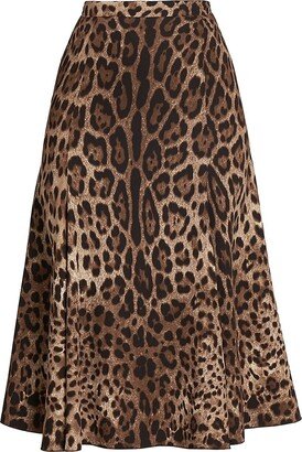 Leopard-Print Midi-Skirt