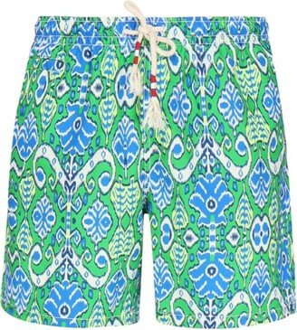 All-Over Printed Drawstring Swim Shorts-AM