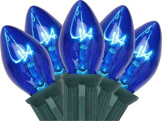 Northlight Set of 25 Transparent Blue C7 Christmas Lights 12 Spacing - Green Wire