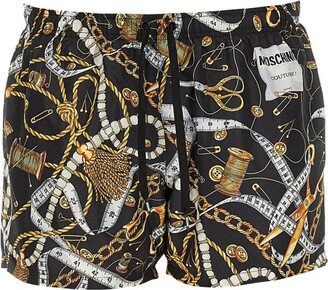 Motif Printed Drawstring Swim Shorts