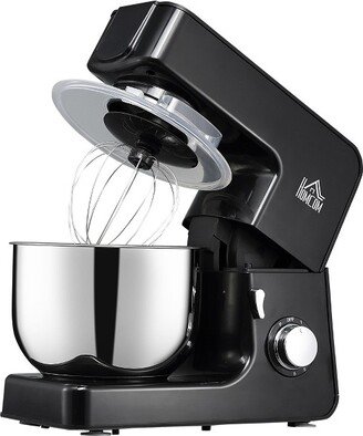 HOMCOM 6 Qt Stand Mixer with 6+1P Speed, 600W and Tilt Head, Kitchen Electric Mixer with Stainless Steel Beater, Dough Hook, Whisk for Baking, Black