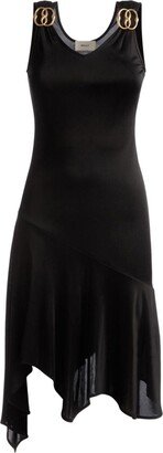 Logo-Plaque Asymmetric Midi Dress