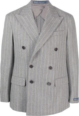 Pinstriped Double-Breasted Blazer-AB