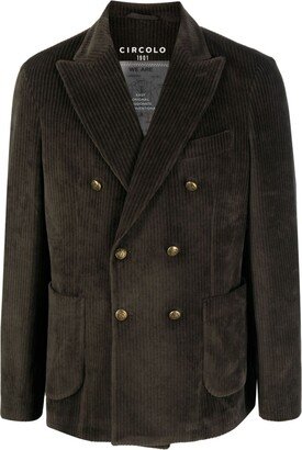 Double-Breasted Corduroy Blazer-AB