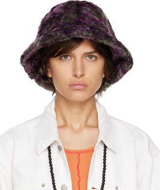Purple & Green Faux-Fur Bucket Hat