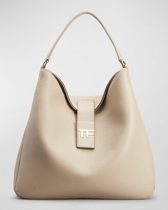 Medium TF Grain Leather Hobo Bag