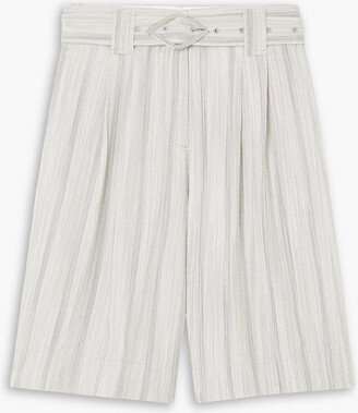 Belted striped voile shorts