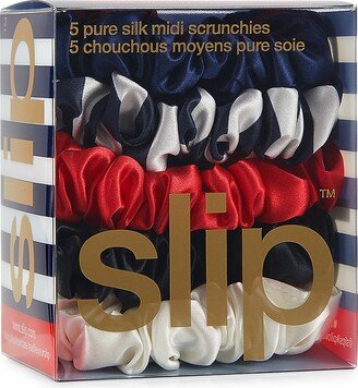 Nautical 5-Pack Midi Silk Scrunchies