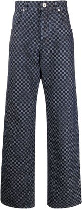 Monogram-Jacquard Wide-Leg Jeans