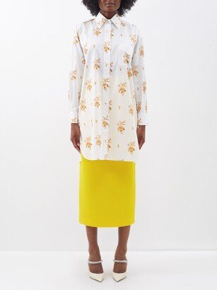 Nayleigh Floral-print Longline Cotton-poplin Shirt