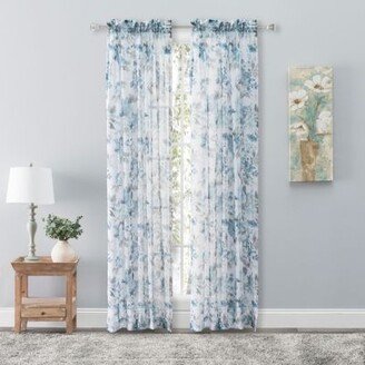 Whimsical Semi Sheer Floral Rod Pocket Curtain Panel