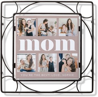 Trivets: Bold Mom Love Trivet, Ceramic, Brown