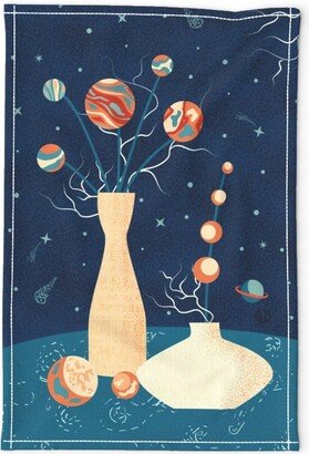 Night Sky Tea Towel - Galaxy Bouquet By Winkeltriple Space Floral Sci Fi Surreal Linen Cotton Canvas Spoonflower