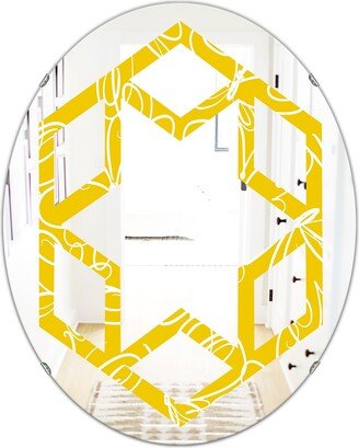 Designart 'Butterflies hand drawn color pattern' Printed Modern Round or Oval Wall Mirror - Hexagon Star