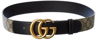 Double G Buckle Gg Supreme Canvas & Leather Belt