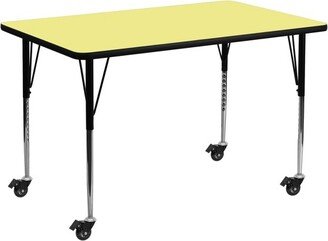 Emma and Oliver Mobile 24x48 Yellow Thermal Laminate Adjustable Activity Table