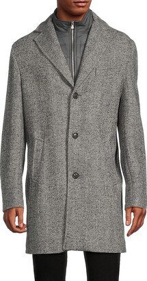 Delman Textured Wool Blend Bib Coat