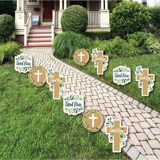Big Dot Of Happiness Elegant Cross - Lawn Decor - Outdoor Religious Party Yard Decor - 10 Piece