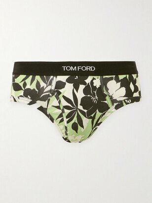 Floral-Print Stretch-Cotton Briefs