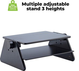 Modern Black Adjustable Three Level Ergonomic Monitor Stand