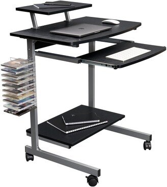 unbrand Compact Computer Cart With Storage, Espresso/Graphite