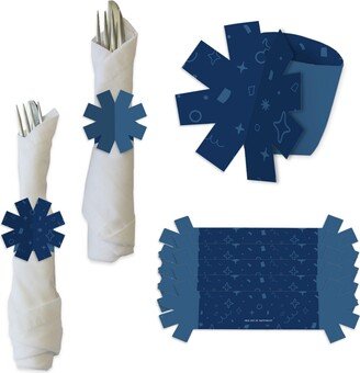 Big Dot Of Happiness Navy Confetti Stars Simple Party Paper Napkin Holder Napkin Rings Set of 24