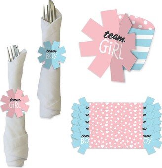 Big Dot of Happiness Baby Gender Reveal - Team Boy or Girl Party Paper Napkin Holder - Napkin Rings - Set of 24