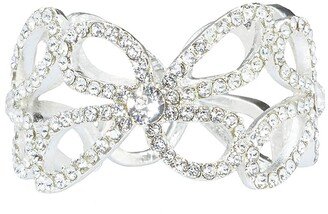 Nomi K Silverplated Crystal Flower 4-Piece Napkin Ring Set