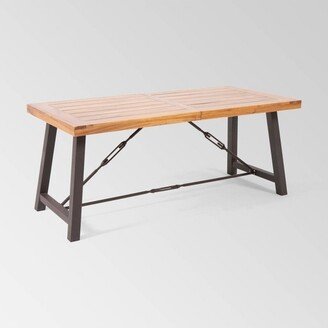 Catriona Rectangle Acacia Wood Industrial Dining Table - Teak