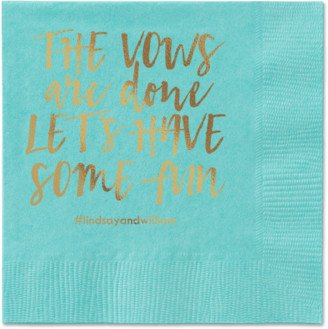 Wedding Napkins: Fun Factor Napkins, Yellow, Aqua